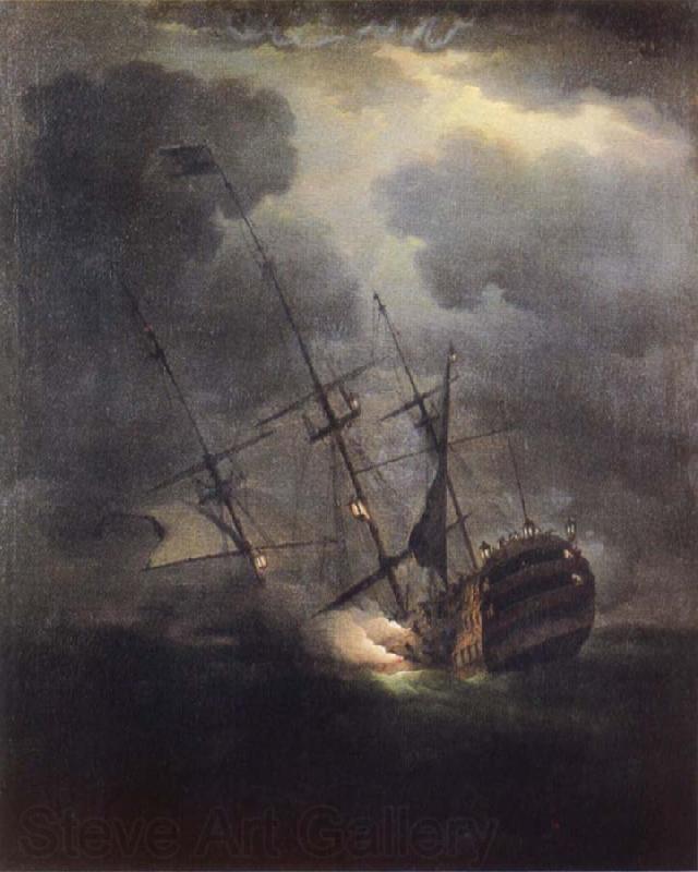 Monamy, Peter The Loss of H.M.S. Victory in a gale on 4 October 1744 Norge oil painting art